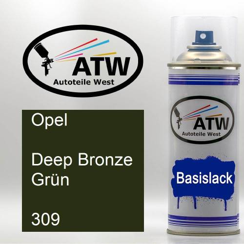 Opel, Deep Bronze Grün, 309: 400ml Sprühdose, von ATW Autoteile West.